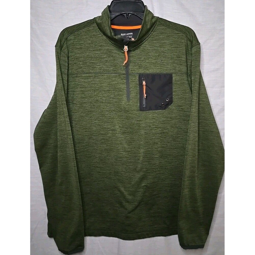 Ruff Hewn Adventure Tech Long Sleeve Shirt, Outdoor ¼ Zip Sz Large, Hunter Green